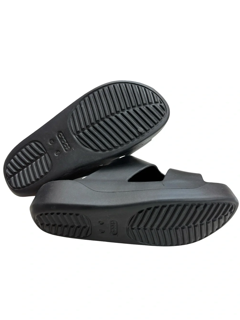 CROCS Women’s Black Platform Slides Sz 8